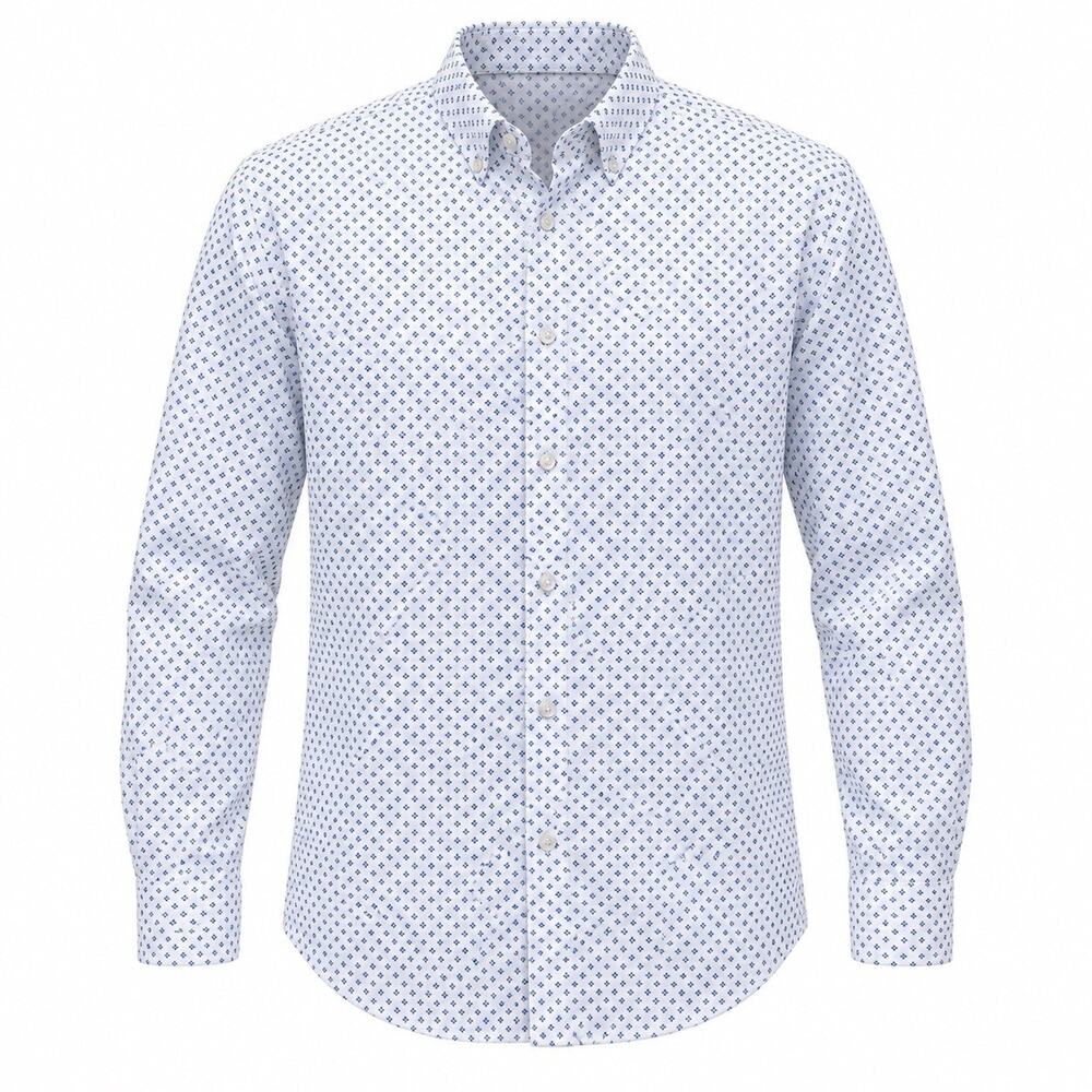 Report Collection X4 Men’s L 16-16.5 34-35 Slim Fit Stretch Dress Shirt Blue